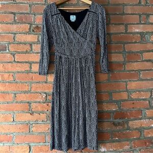 { Anthropologie } Maeve “Galena” Dress in Black & White Art Deco Print, size SP
